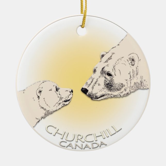 Ornamento De Cerâmica Churchill Canada Ornament Polar Bear Art Keepsaoke (Frente)