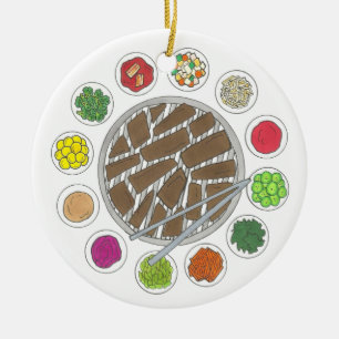 Ornamento De Cerâmica Churrasco coreano Barbecue - Comida de Banchan tor