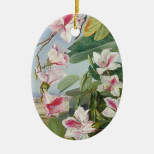 Ornamento De Cerâmica Chuva de Festa Floral Rosa Primavera Paz Amor Dest