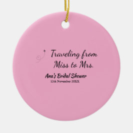 Ornamento De Cerâmica Chuveiro de noiva viagem adicionar nome data senho