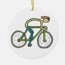 Ornamento De Cerâmica Ciclista Stickman
