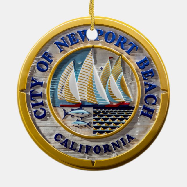 Ornamento De Cerâmica Cidade de Newport Beach 2 Sided Cerâmica Ornament (Traseira)