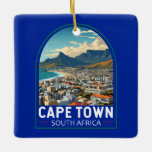 Ornamento De Cerâmica Cidade do Cabo, África do Sul, Viagem Art Vintage<br><div class="desc">Viagem de vetor retrovetor da Cidade do Cabo. A Cidade do Cabo é uma cidade portuária na costa sudoeste da África do Sul,  numa península sob a imponente montanha Mesa.</div>