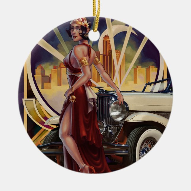 Ornamento De Cerâmica Cidade do motor de Detroit, Michigan | (Frente)