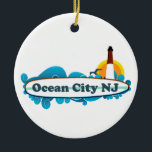 Ornamento De Cerâmica Cidade do oceano<br><div class="desc">Design do surf.</div>