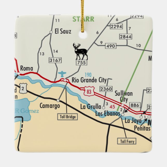 Ornamento De Cerâmica Cidade do Rio Grande TX (Verso)