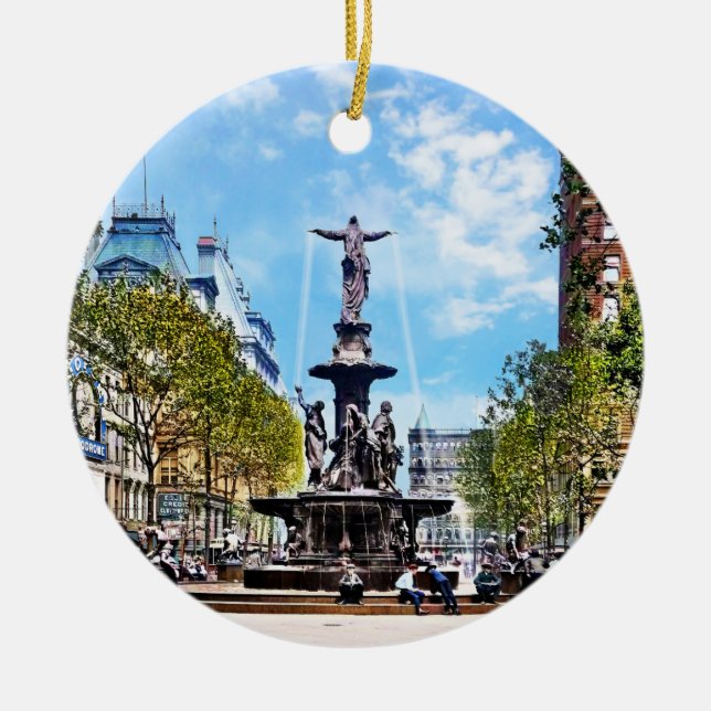 Ornamento De Cerâmica Cincinnati OH - Tyler-Davidson Fountain c1906 (Frente)