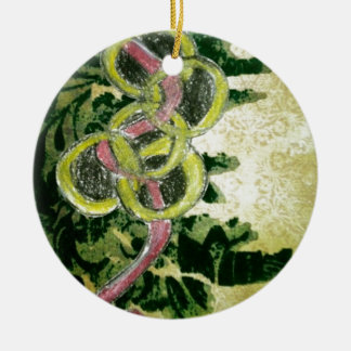 Ornamento De Cerâmica Cinco anéis dourados