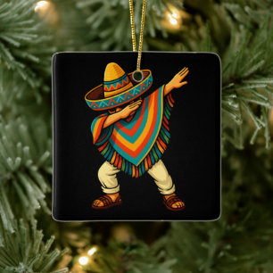Ornamento De Cerâmica Cinco de Mayo Dabbing mexicano Poncho