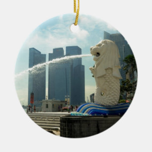 Ornamento De Cerâmica Cingapura da Escultura do Merlion