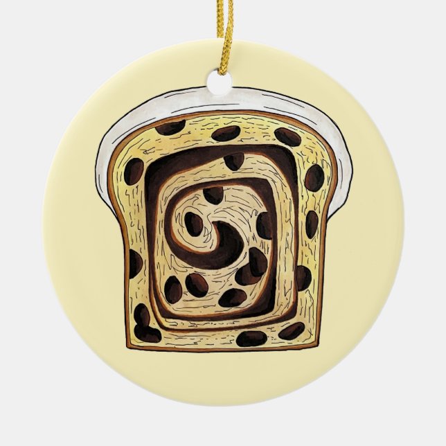 Ornamento De Cerâmica Cinnamon Raisin Bread Loaf Baking Breadmaking (Frente)