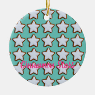 Ornamento De Cerâmica Cinnamon Star Cookies Padrão Natal e Natal