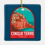 Ornamento De Cerâmica Cinque Terre Itália Viagem Art Vintage<br><div class="desc">Cinque Terre retro viagem art design. Cinque Terre é uma série de aldeias costeiras,  de séculos,  na robusta costa italiana da Riviera.</div>