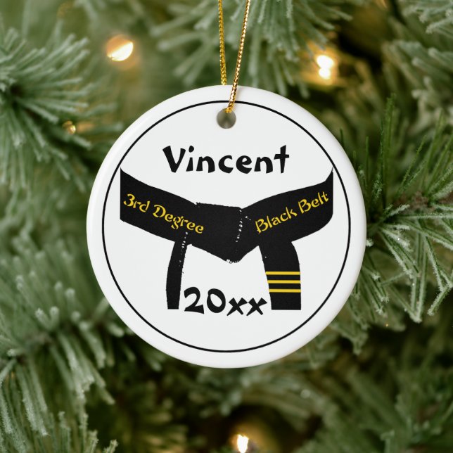 Ornamento De Cerâmica Cintura Preta de 3º Grau Artes Marciais (Árvore)