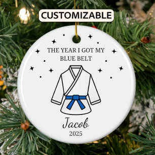 Ornamento De Cerâmica Cinturão azul personalizado de Karate, roupa de Ta