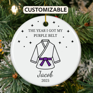 Ornamento De Cerâmica Cinturão Roxo Personalizado, Traje Taekwondo