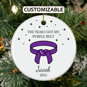 Ornamento De Cerâmica Cinturão Roxo Personalizado, Traje Taekwondo