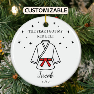 Ornamento De Cerâmica Cinturão Vermelho Karate Personalizado, roupa Taek