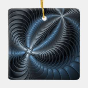 Ornamento De Cerâmica Cinza Azul Plástico Arte Fractal 3D Abstrato