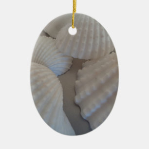 Ornamento De Cerâmica Cinza Branca, Conchas, Sea Shell Summer Beach Love