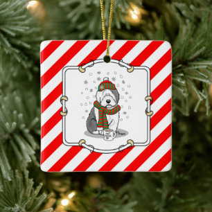 Ornamento De Cerâmica Cinza de Ovelha Inglesa de inverno 1 Cueca