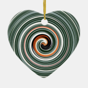 Ornamento De Cerâmica Cinza e padrão espiral laranja