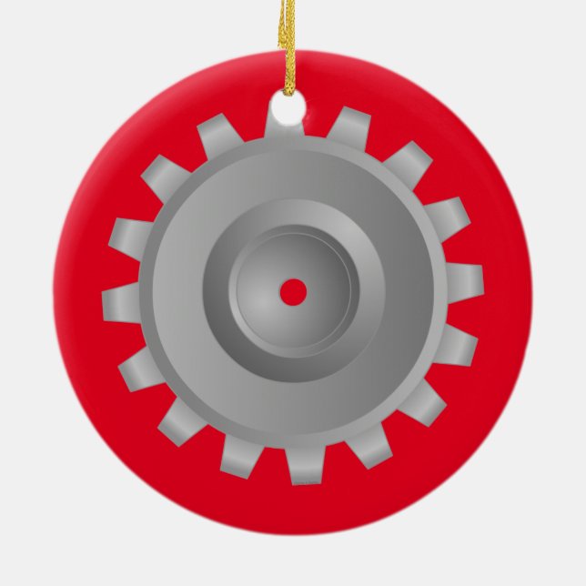 Ornamento De Cerâmica Cinza Gear (Traseira)