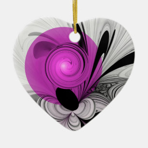 Ornamento De Cerâmica Cinza Negra abstrato com Fratura Magenta