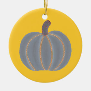 Ornamento De Cerâmica Cinza Pumpkin Laranja Luzes do Dia das Bruxas