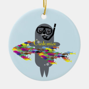 Ornamento De Cerâmica Cinza Seal Thunder_Cove