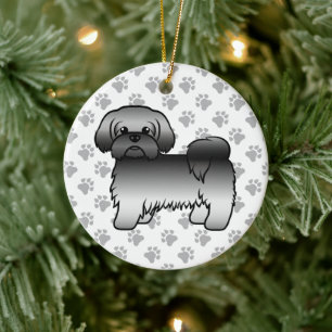 Ornamento De Cerâmica Cinza Shih Tzu Cute Cartoon Dog Ilustração