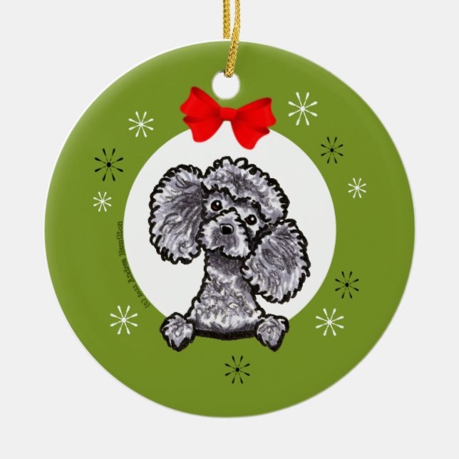 Ornamento De Cerâmica Cinza Toy Poodle Classic (Frente)