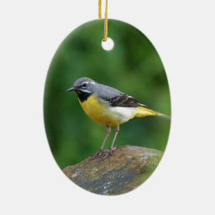 Ornamento De Cerâmica Cinza Wagtail - pássaro