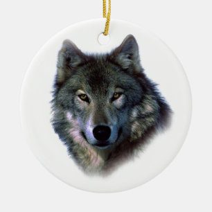 Ornamento De Cerâmica Cinza Wolf Eyes