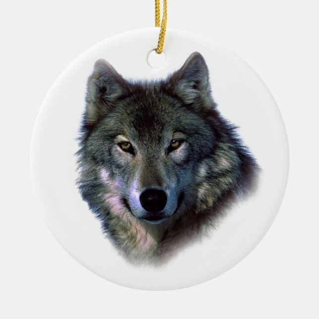 Ornamento De Cerâmica Cinza Wolf Eyes (Frente)
