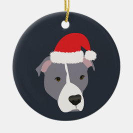 Ornamento De Cerâmica Cinzas de Natal e Pitbull Branco