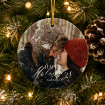 Círculo de Feliz Natal com Foto Completa na Neve d