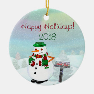 Ornamento De Cerâmica CÍRCULO PERSONALIZADO da cidade Natal gelado