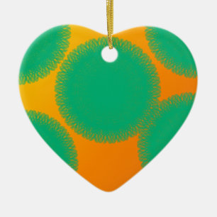 Ornamento De Cerâmica círculo verde em laranja amarelado