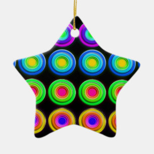 Ornamento De Cerâmica Círculos 3D coloridos Funky