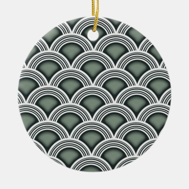 Ornamento De Cerâmica Círculos concêntricos do art deco (Frente)