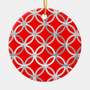 Ornamento De Cerâmica Círculos modernos do século médio, vermelho profun