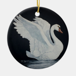 Ornamento De Cerâmica Cisne branca