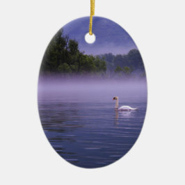Ornamento De Cerâmica Cisne no lago