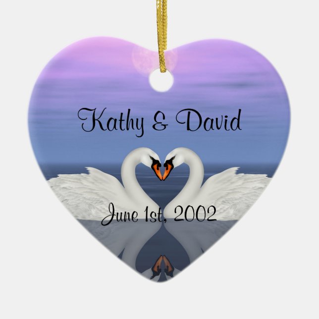 Ornamento De Cerâmica Cisnes do casamento (Frente)