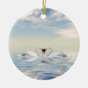 Ornamento De Cerâmica Cisnes Loving