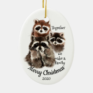 Ornamento De Cerâmica Citação do Raccoon Familiar de Festas de Natal Dat