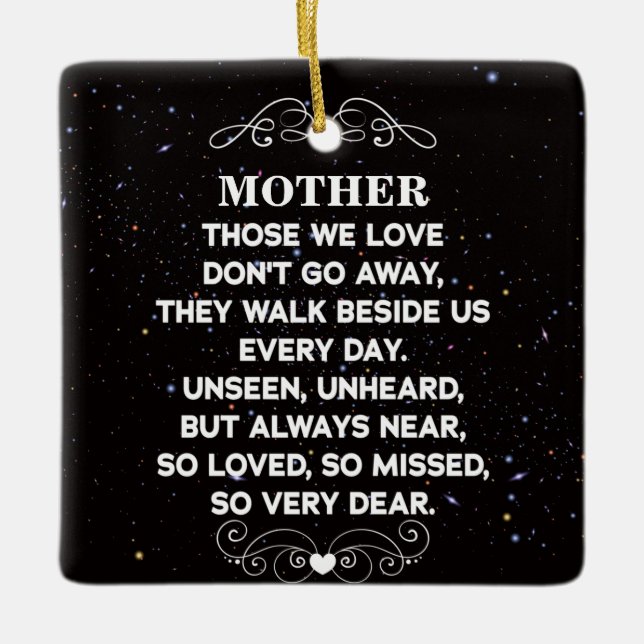 Ornamento De Cerâmica citação memorial para a foto personalizada da mãe  (Frente)