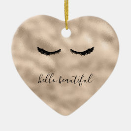 Ornamento De Cerâmica Citação Personalizada da Gam Dourada Girly Eyelash