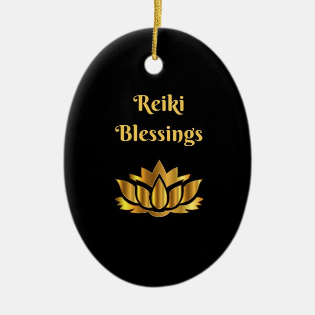 Ornamento De Cerâmica Citação "Reiki Blessings" (Frente)